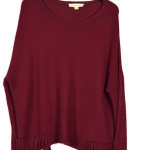 Lovestitch LA Style Boho Slouchy Knit burgundy pullover sweater w tassels M/L